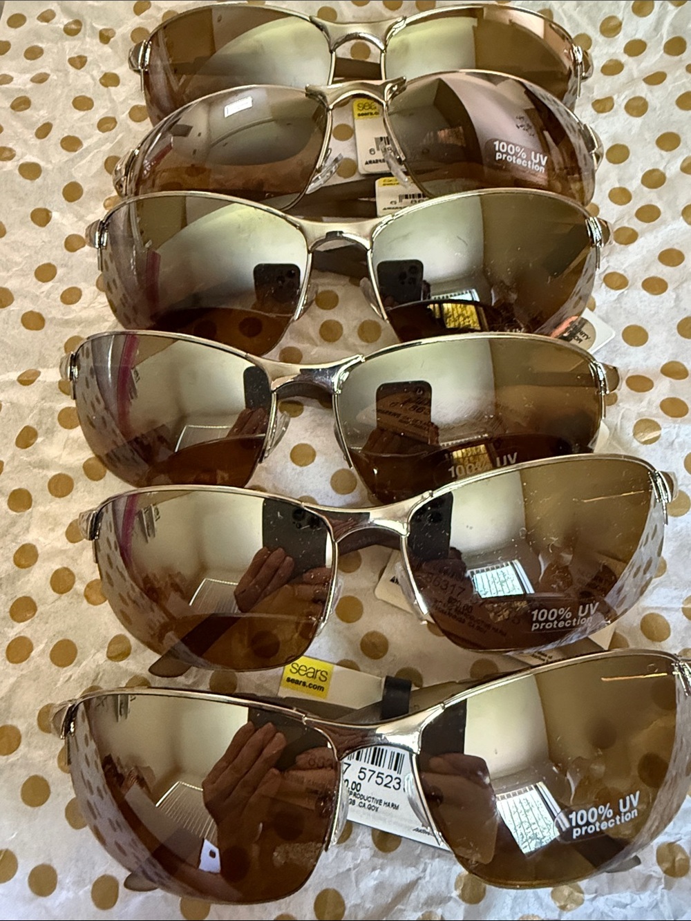 Mirrored Lens Aviator Sunglasses - Gold Frames, Brown Lenses (Set)